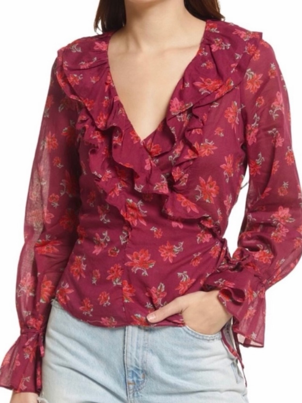 Free People Amanda Ruffle Wrap Top